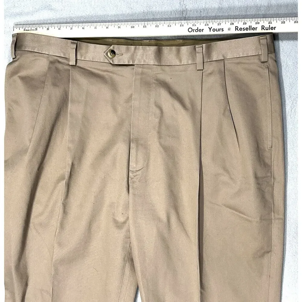 Joseph A. Banks Traveler's Collection Men's 44‎ X 28 Pleated Cotton Khakis Pants